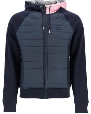 Eden Park Dunkelblauer Hoodie mit Reißverschluss, Rosa und grauer Kapuze