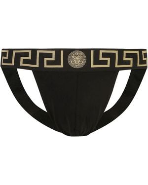 Versace Black Bio -Baumwoll -Greca -Print Polo - Schwarz