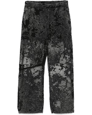 DIESEL Dunkelgraue baumwollhose mit elastischem bund,weite schwarze hose p-martis-show