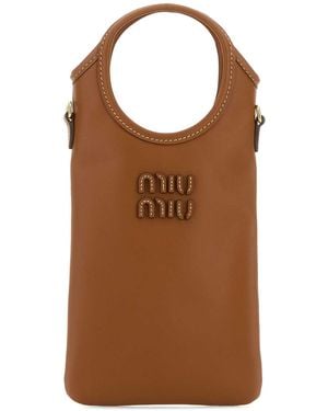 Miu Miu Caramel Leather Phone Case - Brown