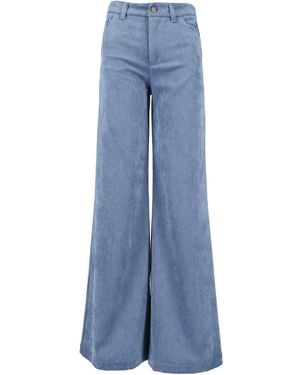 Ermanno Scervino Wide-Leg High-Waisted Textured Wide-Leg Pants - Blue