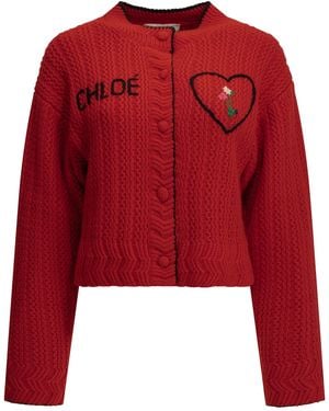 Chloé "Heart" Cardigan - Red