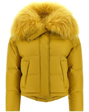 Army by Yves Salomon Fur Insert Down Jacket Puffer Jackets Yellow