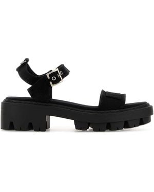 Prada Open Round Toe Sandals - Black