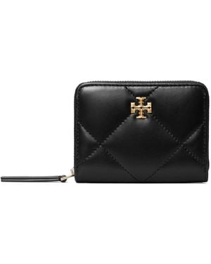 Tory Burch Kira Diamond Leather Zipped Wallet - Black