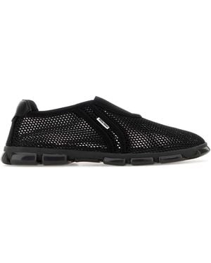 Miu Miu Mesh Slip Ons - Black