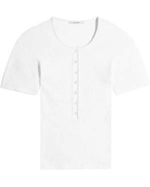 Lemaire Top Ajustado Con Cuello Henley - Blanco