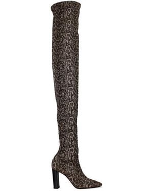 Saint Laurent Moon Thigh-High Boots - Black