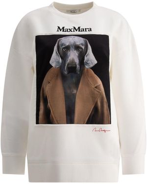 Max Mara Sweatshirt With Wegman-print - White