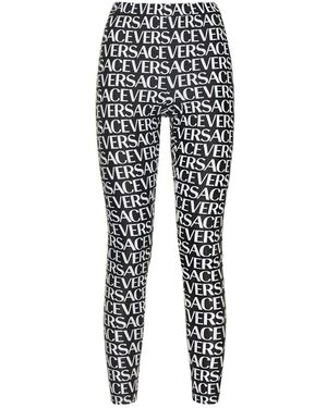 Versace Leggings Con Logo - Nero