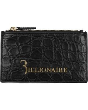 Billionaire Portadocumenti Uomo Caiman Crocodilus Nero/Oro - Black