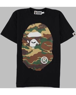 A Bathing Ape T Shirt Con Logo "Big Ape" E Stampa Mimetica - Black