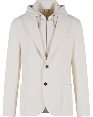 Eleventy Wool Hooded Blazer - White