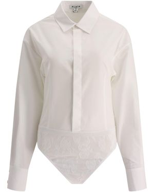Alaïa Cotton Shirt Bodysuit - White