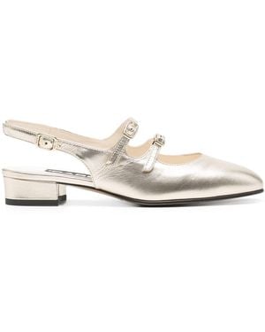 CAREL PARIS Gold Ton Doppelgurt Slingback Sandalen - Weiß