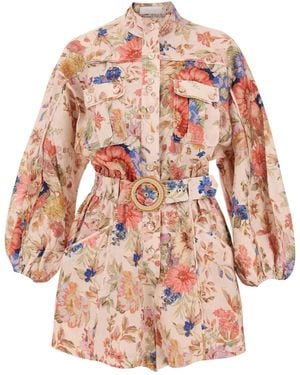 Zimmermann August Linen Playsuit - Pink