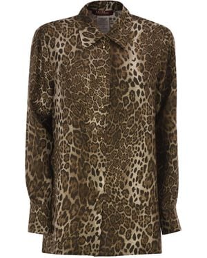Max Mara Mstaffari – Hemd mit Animal-Print aus reiner Seide - Braun