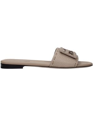Fendi Sandals And Clogs Leather/Taupe - Natural