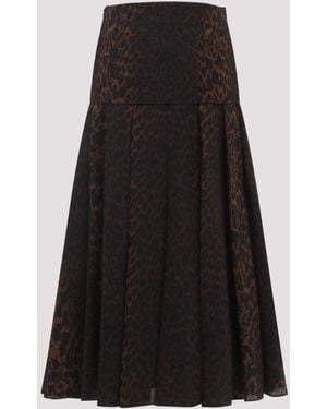 Balenciaga Animalier Godet Midi Skirt - Black