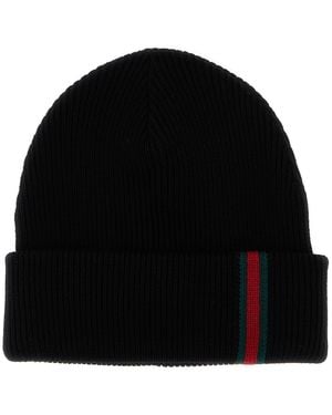Gucci Bonnet à détail Web - Noir