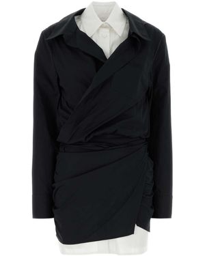 The Attico Black Stretch Poplin Mini Dress