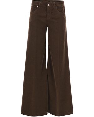 Dondup Marlen Wide Leg Velvet Pants - Brown