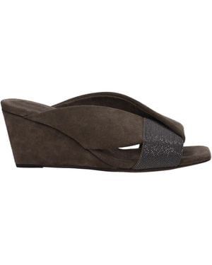 Brunello Cucinelli Zeppe Frau Wildleder Grau - Braun