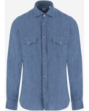 Finamore 1925 Cotton And Linen Shirt - Blue