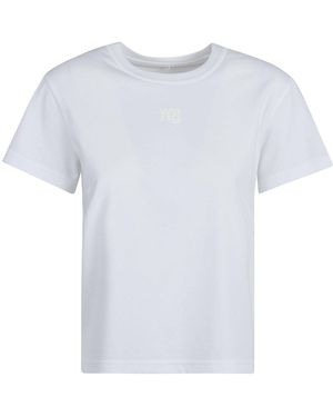 Alexander Wang Shrunken T-Shirt Aus Baumwolljersey Mit Logo - Weiß