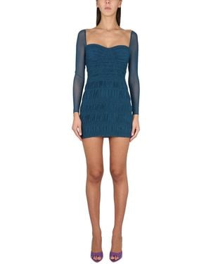 Self-Portrait Mini Dress Polyester - Blue