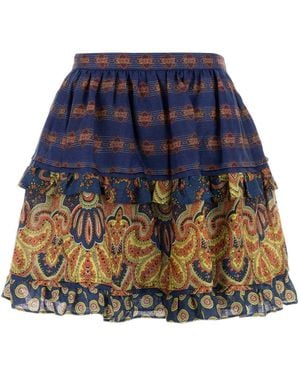 Valentino Garavani Printed Linen Skirt - Blue