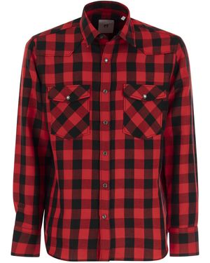 PT Torino Checked Shirt In Cotton And Linen Blend - Red