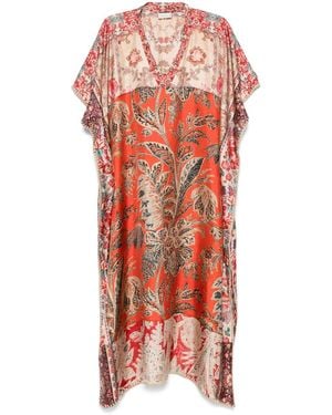 Pierre Louis Mascia Kaftan Di Seta Stampata Di - Rosso