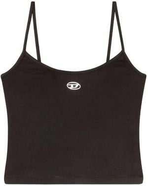 DIESEL Slim Fit Thin Strap Top With Metallic Logo - Black