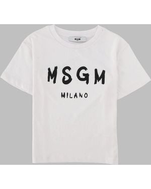 MSGM Kids 100% Cotton T-Shirt - Grey