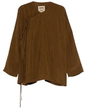 Uma Wang Bluse Mit Schleife - Natur