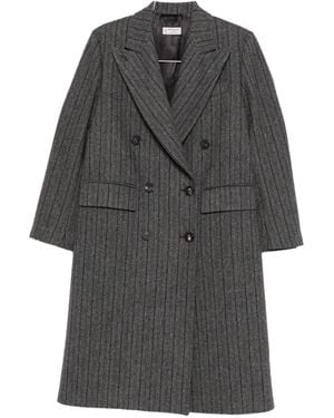 Alberto Biani Wool Double-Breasted Coat - Grey