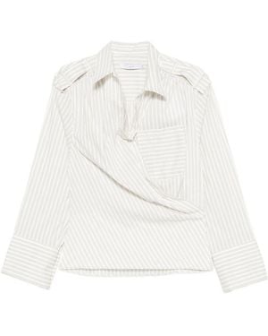 IRO Lace Striped Cotton Shirt - White