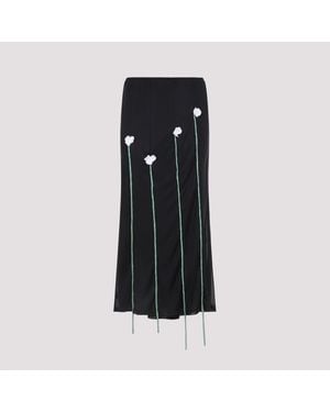 Moschino Midirock mit Blumendetails - Schwarz
