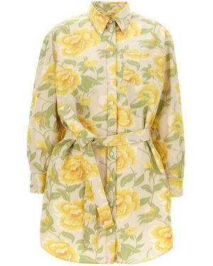 KENZO 'Peonies Kimono Sleeve' Kleid - Gelb
