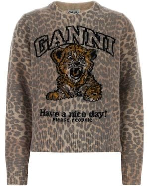 Ganni Printed Wool Blend Sweater - Multicolour