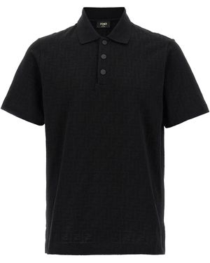 Fendi Ff jacquard polo camiseta - Negro