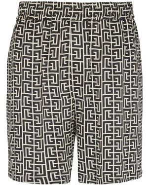 Balmain Monogram Shorts - Black