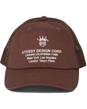 Stussy Curved-Brim Mesh-Back Trucker Cap - Brown