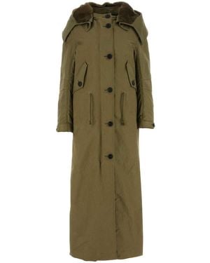 Prada Single-Breasted Long Coat - Green