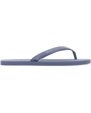 Prada Cerulean Leather Thong Slippers - Blue