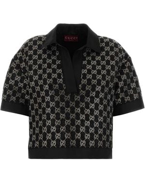 Gucci Tweed Lamé Top Viscose Blouses - Black