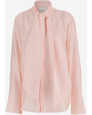 Sa Su Phi Seidenhemd mit Schleife - Pink