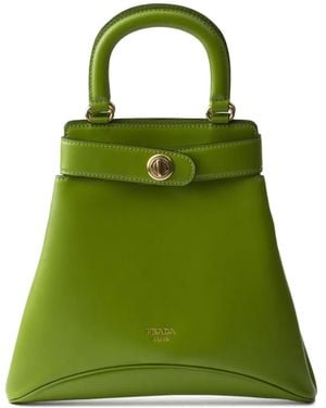 Prada Etude Leren Shopper Met Logoprint - Groen