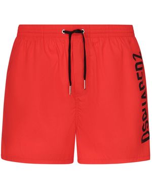 DSquared² Red Logo Midi Swim Shorts - Rood